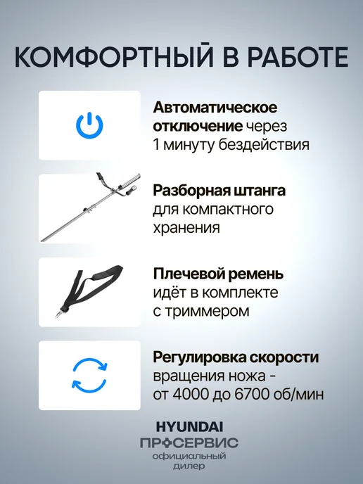HYUNDAI Триммер для травы аккумуляторный садовый HYT 4025 с АКБ и ЗУ, вариант, фото 7