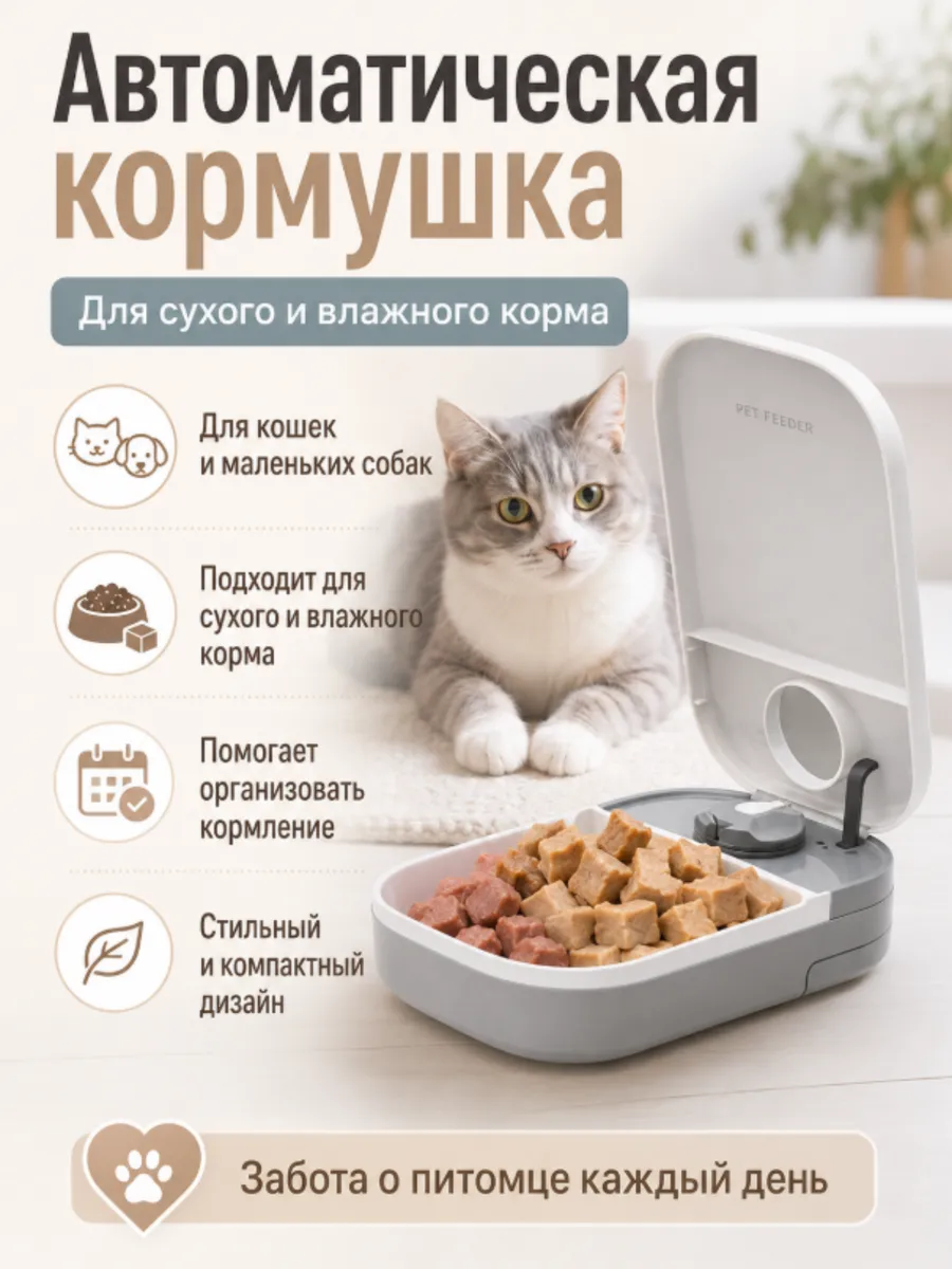 Автоматическая кормушка для кошек и маленьких собак