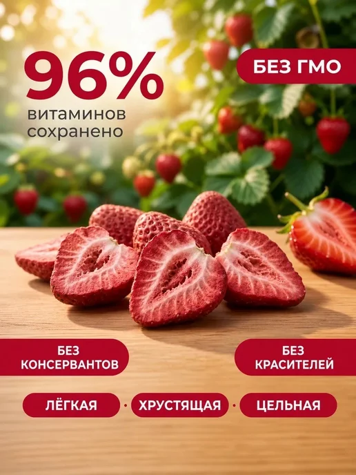 ГАРМОНИКА MIX Клубника сублимированная целая 60 г, 60 г, фото 4