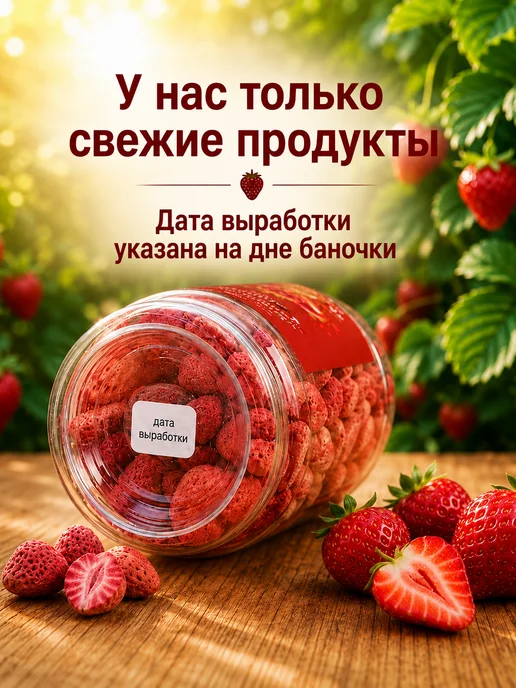 ГАРМОНИКА MIX Клубника сублимированная целая 60 г, 60 г, фото 7