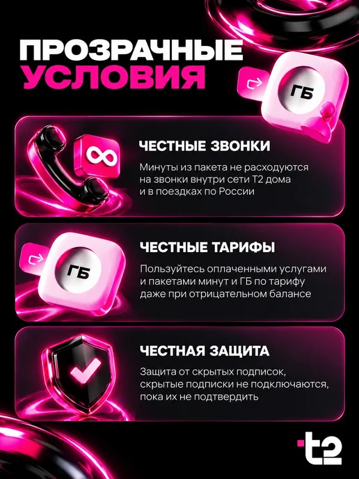 t2 SIM карта 40 ГБ 1000 минут 200 смс 600 руб в месяц, 40 ГБ, фото 3