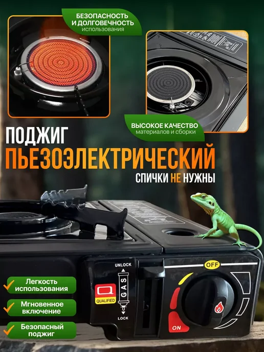 SAPARALI Горелка газовая с пьезоподжигом портативная керамическая, черный, фото 2