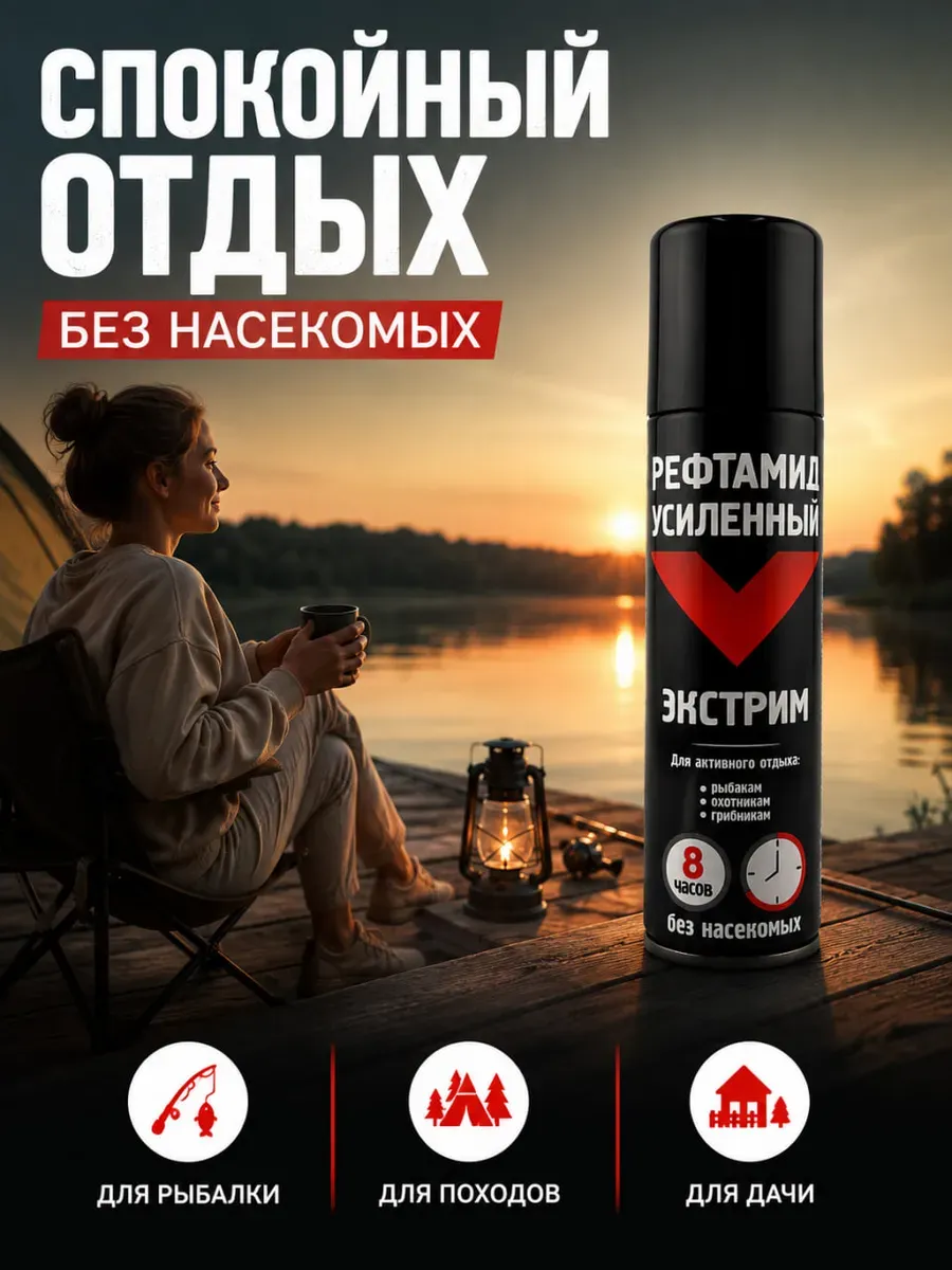 Средство от комаров мошек и клещей для активного отдыха