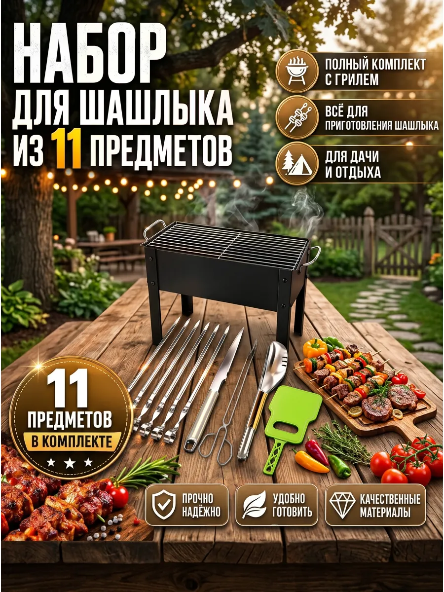 Мангал для шашлыка разборный Гриль барбекю из11
