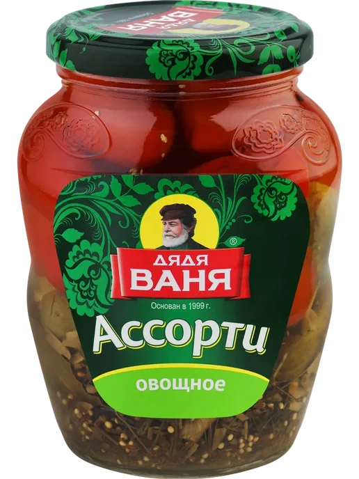 Ассорти маринованное ДЯДЯ ВАНЯ огурцы и томаты, 680г, 680 г