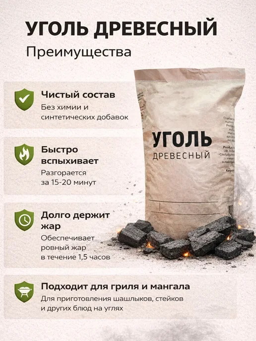 Уголь древесный 2,5 кг, 2,5 кг, фото 3