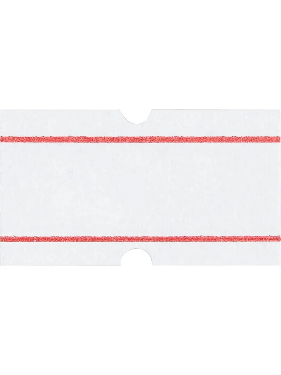 Белая этикет-лента с красной полосой, 21.5x12 см