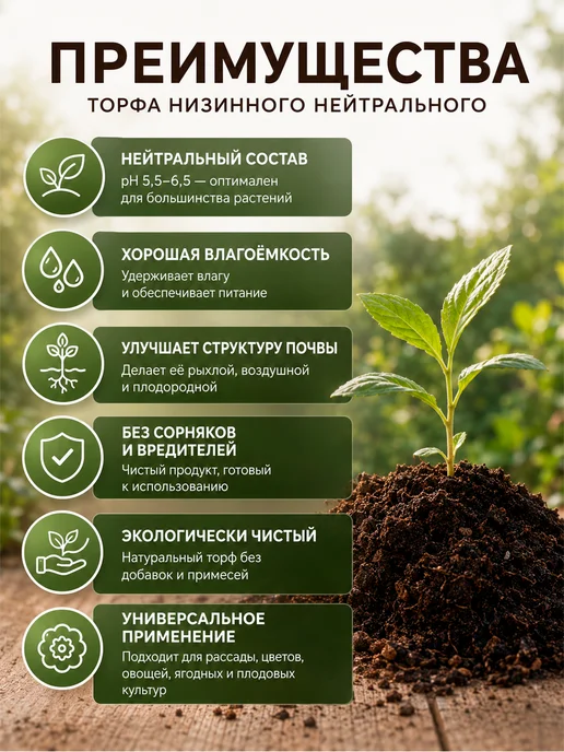 Торф верховой кислый 50 л, 50 л, низинный, фото 3