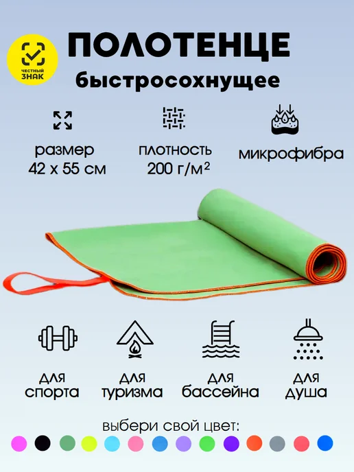 Body Form Полотенце спортивное, быстросохнущее микрофибра для бассейна, синий