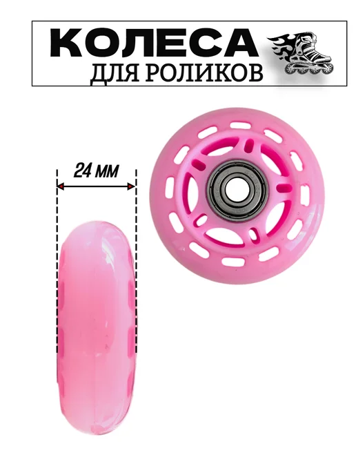 Колеса 68 мм для роликов с подшипниками, розовый, фото 4