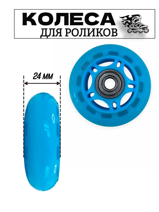 Колеса 68 мм для роликов с подшипниками, голубой, фото 3