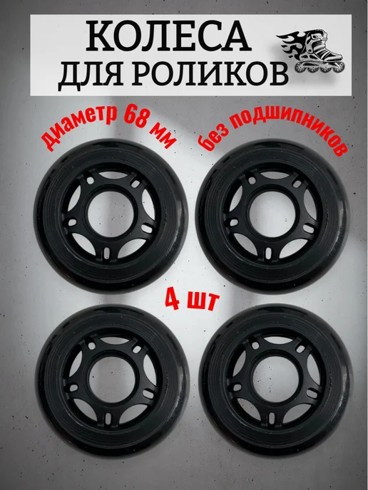 Колеса 68 мм для роликов без подшипников, черный