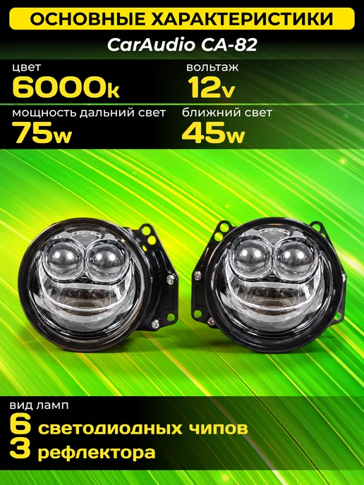 CarAudio Car Electronics Store Светодиодные Bi-Led модули CA-82 6000K с турбовентилятором, 2 шт, фото 2