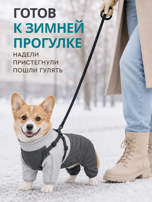 MiloPets Комбинезон для собак мелких пород с шлейкой, серый, фото 2