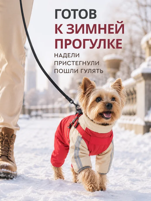 MiloPets Комбинезон для собак мелких пород с шлейкой, красный, фото 3