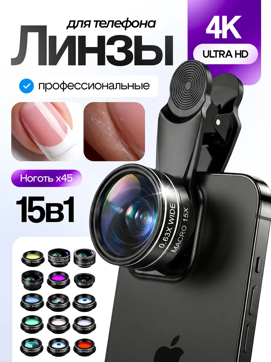 Линзы на камеру телефона и планшета Макролинза