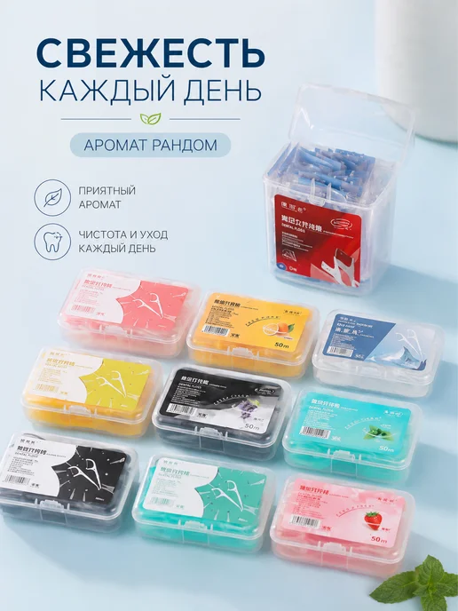 Зубная нить для чистки зубов аромат рандом, вариант
