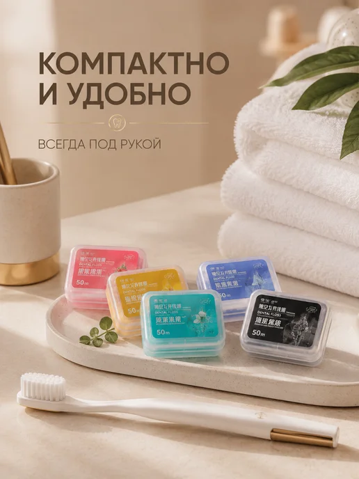 Зубная нить для чистки зубов аромат рандом, вариант, фото 3