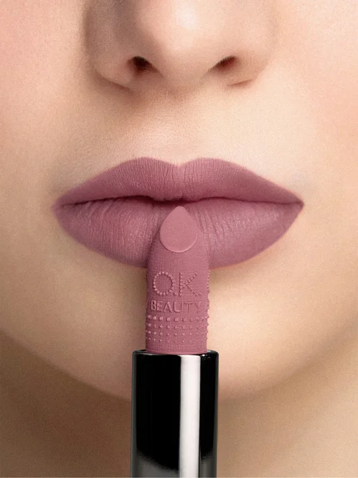 OK Beauty Помада для губ матовая увлажняющая, тон DUSTY ROSE, розовый, фото 8