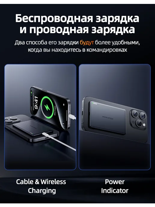 Movespeed 【CCC】10000 мАч Магнитный внешний аккумулятор для iPhone, 10000 мАч, фото 2