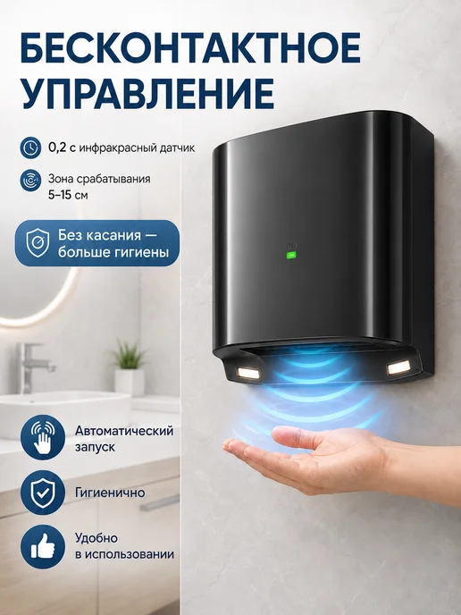 Сушилка для рук автоматическая 1250 Вт, 1250 Вт, фото 5
