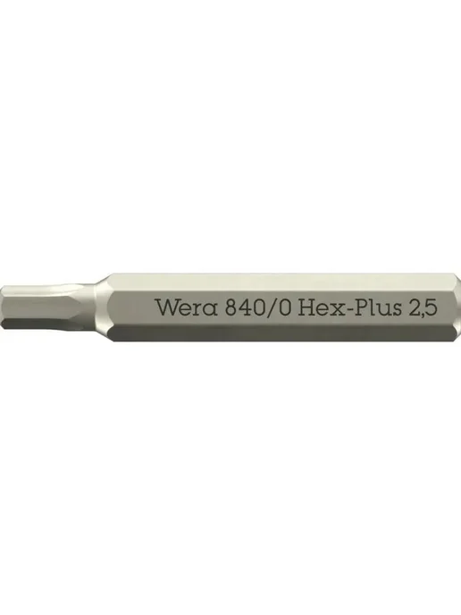 WERA 840 0 Micro Hex-Plus Бита с внешним шестигранником, HEX 2.5, серый
