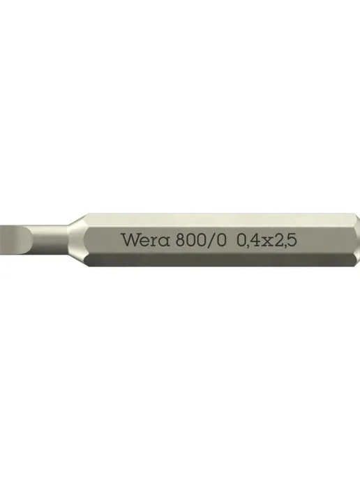 WERA 800 0 Micro Slotted Бита шлицевая, SL 0.40 x 2.5 x 30 мм, хв, 0.40x2.5x30 мм
