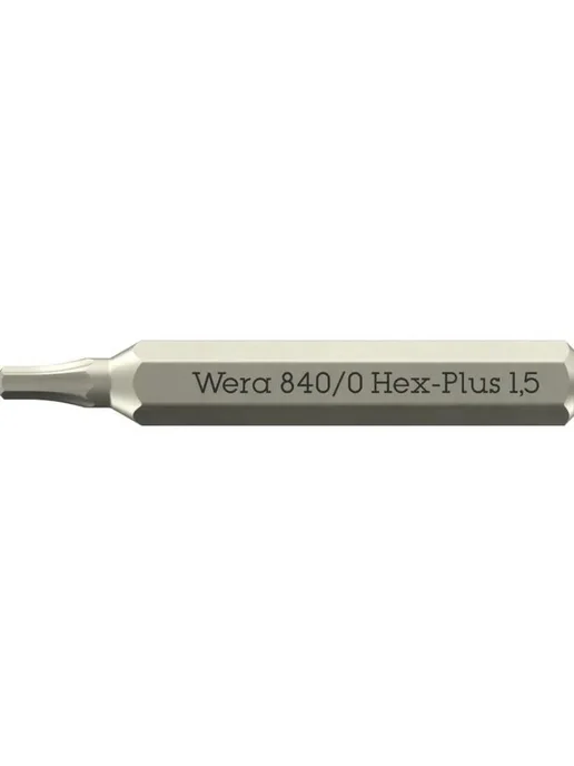 WERA 840 0 Micro Hex-Plus Бита с внешним шестигранником, HEX 1.5, серый