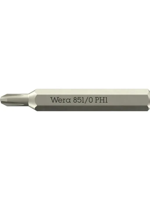 WERA 851 0 Micro Phillips Бита крестовая, PH 1 x 30 мм, хвостовик, 1x30 мм