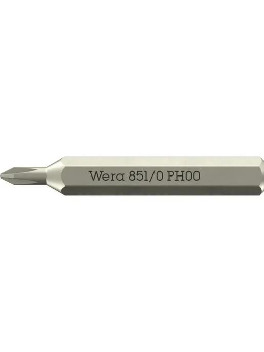 WERA 851 0 Micro Phillips Бита крестовая, PH 00 x 30 мм, хвостови, 00x30 мм