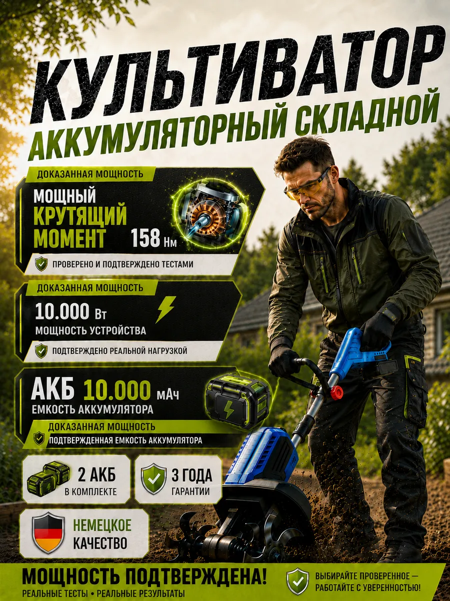 Культиватор аккумуляторный для огорода мощный