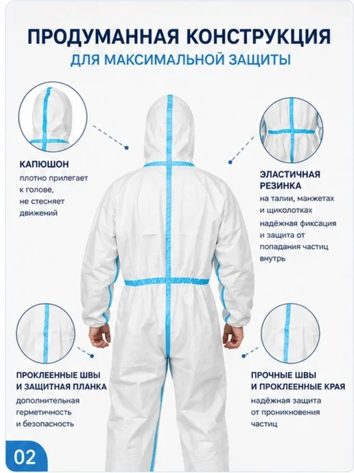 Комбинезон защитный (Каспер) 65 г м2, XL, 65 г, фото 2