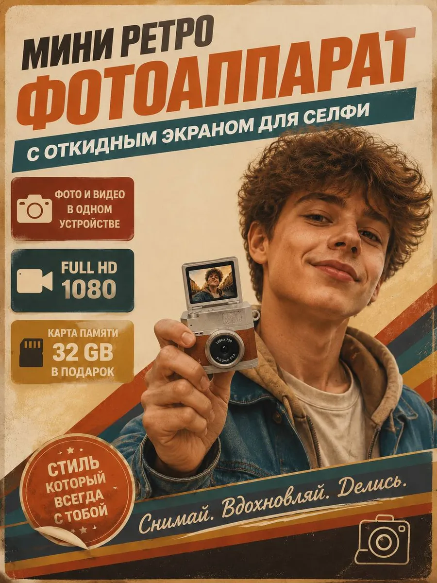 Ретро мини камера фотоаппарат брелок