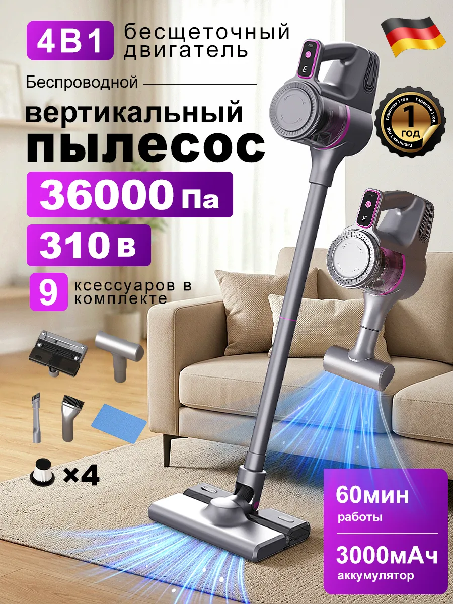 WUWOEA Пылесос вертикальный беспроводной мощный для дома