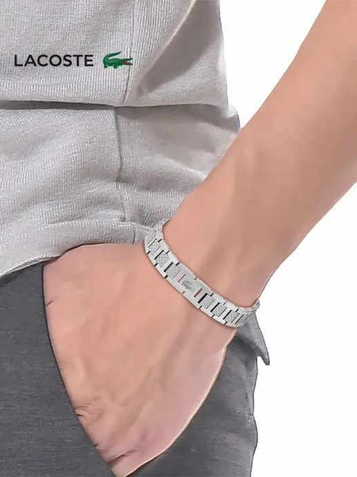 lacoste Браслет цепочка, серый, фото 4