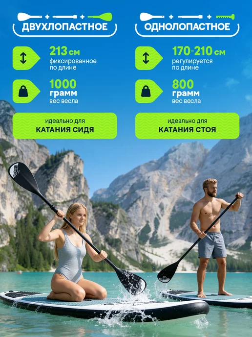 YOKI Весло для сапборда двухлопастное 2в1, черный, фото 6