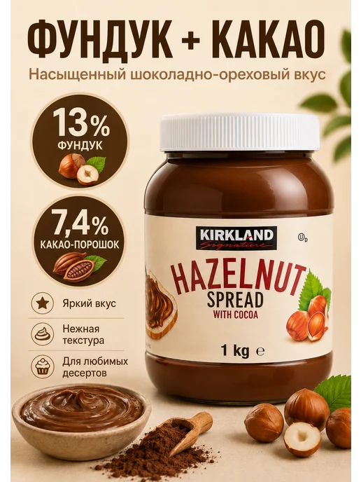 Nutella Шоколадная паста ореховая 1кг, Германия, 1 кг, фото 3