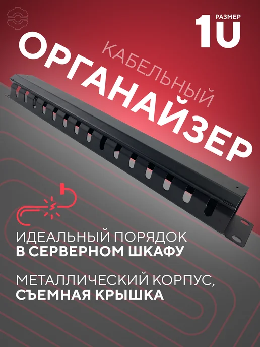 Панель-органайзер 19" 1U типа "Гребенка", черный