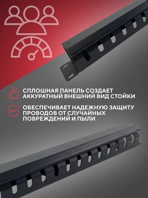 Панель-органайзер 19" 1U типа "Гребенка", черный, фото 3