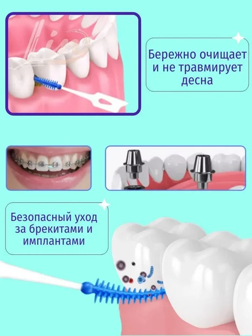 Межзубные ершики с зубочисткой, 20 шт, 20 шт, фото 4