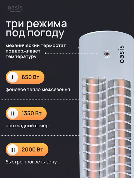 Oasis Обогреватель инфракрасный IV-20 "Oasis", серый, фото 2
