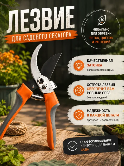 Секатор садовый цельнокованый, ножницы для обрезки веток, вариант, фото 2