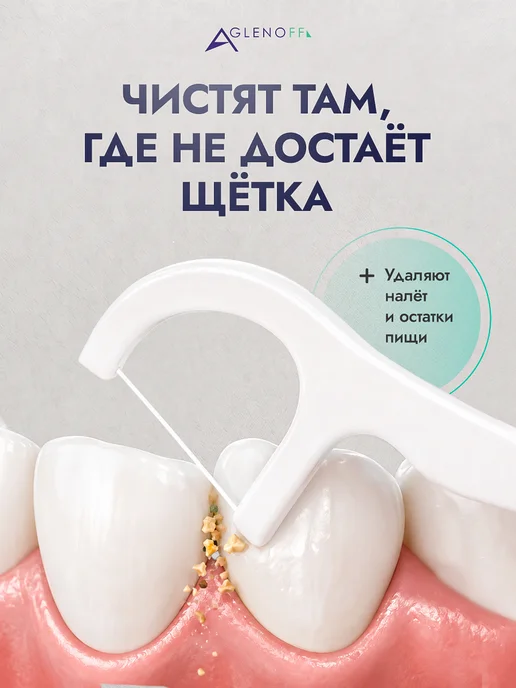 Aglenoff Флоссеры с зубочисткой пластиковой для зубов 50 шт, 50 шт, фото 3