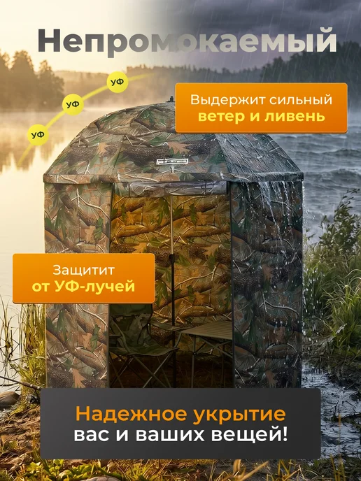 FC systems Зонт шатер универсальный с полным тентом для рыбалки Como, зеленый, фото 7