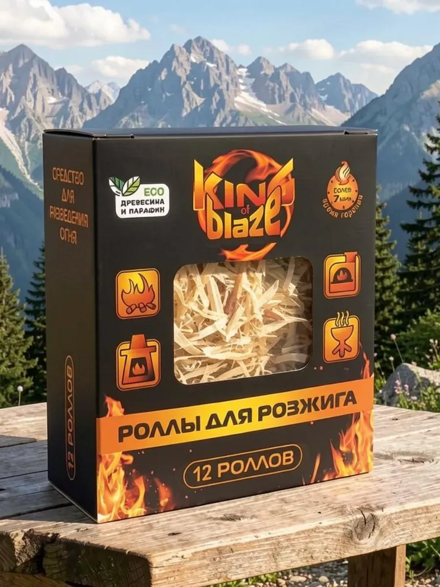 Роллы для розжига 12 штук к коробке