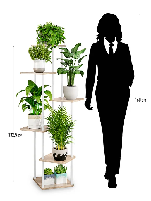 Garden Show Подставка №8 МДФ 6 полок (светлое дерево) 58х58х132,5 см, 58x58x132.5 см, фото 3