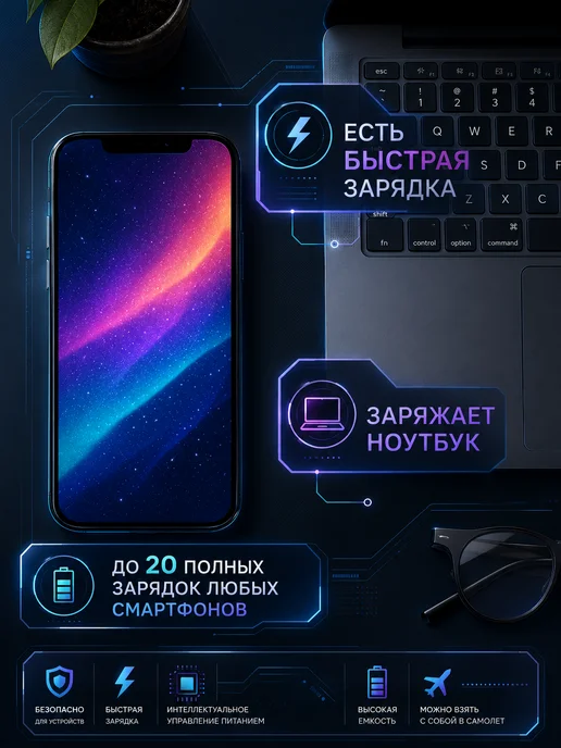 Повербанк 100000mah с быстрой зарядкой, 100000 мАч, фото 4