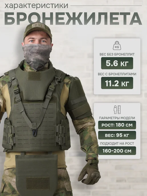 STRYX ONE Бронежилет штурмовой с баллистической защитой БР2 олива, зеленый, фото 2