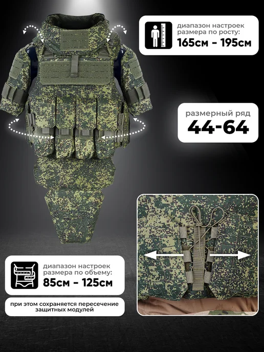 STRYX ONE Бронежилет Universal Armor пиксель с плитами и капами, зеленый, фото 3