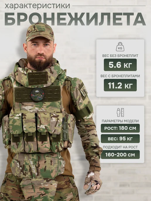 STRYX ONE Бронежилет Universal Armor мультикам с бронеплитами БР5, зеленый, фото 2